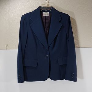 Vintage 70s I.Magnin Evan Picone Women's Blue Linen Blazer szM